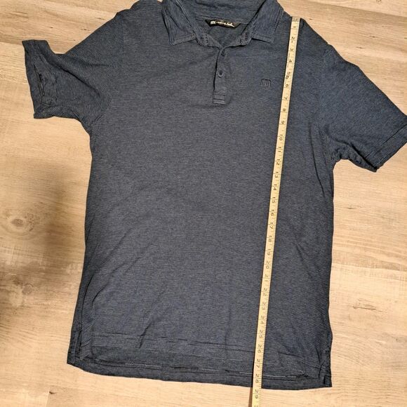 Travis Mathew Polo Shirt Mens Medium Blue Golf Performance Stretch Striped - Picture 8 of 9